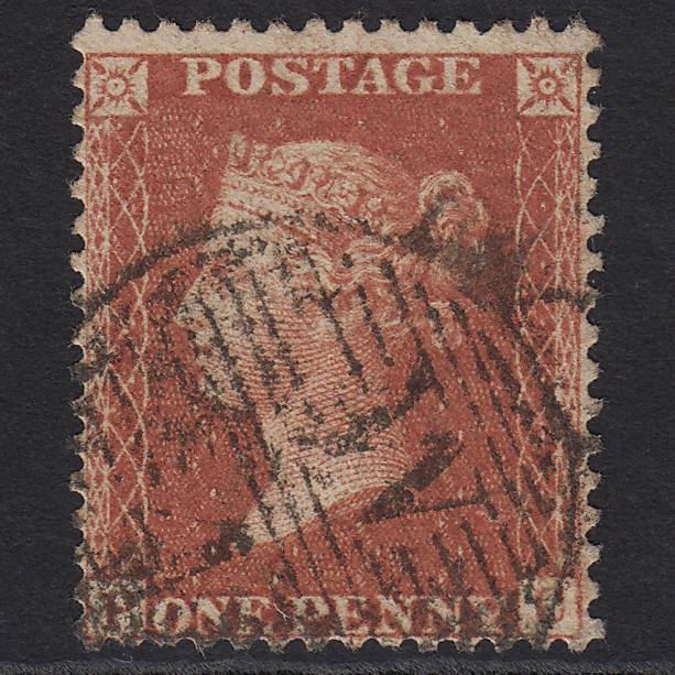 GB QV 1857 1d Orange-red (Plate 44) SGC8(7) PC GU London D&S W4