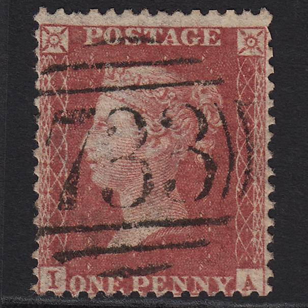GB QV 1857 1d Rose-red (Plate 44) SG40-C10(1) IA FU Stockport 733