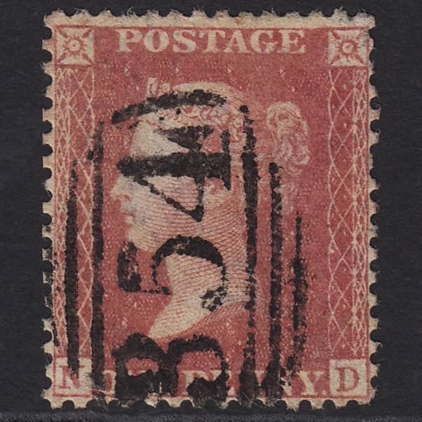 GB QV 1857 1d Rose-red (Plate 34) SG40-C10(1) ND GU Kings Langley 354