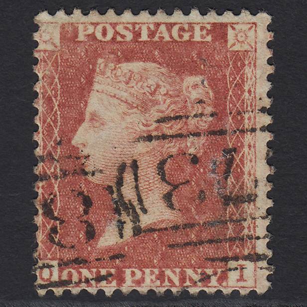 GB QV 1857 1d Rose-red (Plate 44) SG40-C10(1) QI FU Weymouth 873 Misperf