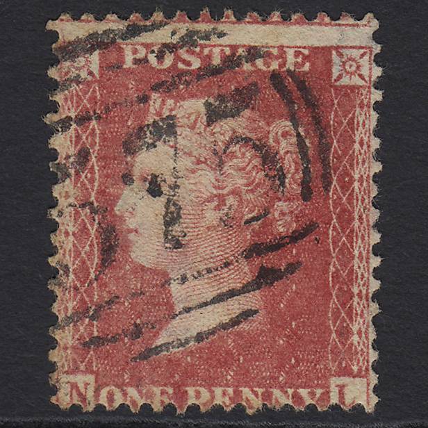 GB QV 1857 1d Rose-red (Plate 60) SG40-C10(1) NL GU Norwich 575 Large Misperf