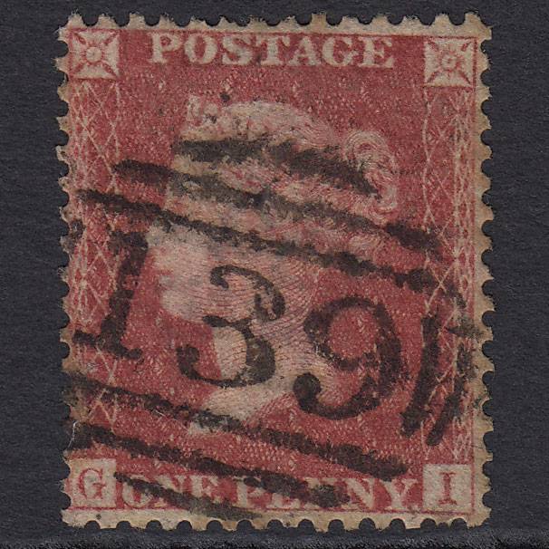 GB QV 1857 1d Rose-red (Plate 58) SG40-C10(1) GI GU Bromsgrove 139