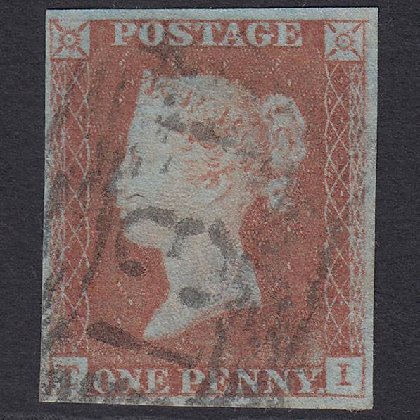GB QV 1841 1d Very Blued (Plate 75) SG8a-B1(2) TI FU 4M Edinburgh 131