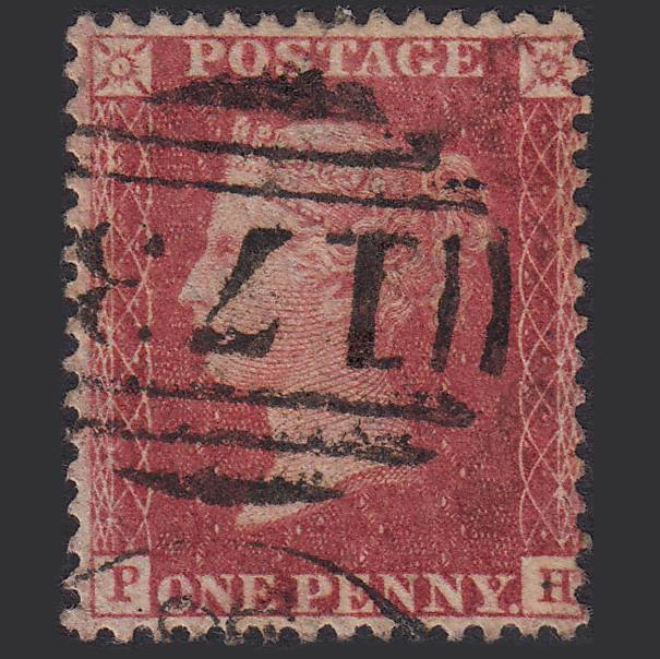 GB QV 1857 1d Deep Rose-red (Plate 59) SG41-C10(4) PH FU Chatham 173