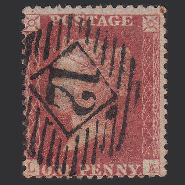 GB QV 1857 1d Rose-red (Plate 56) SG40-C10(1) LA GU London IS 12