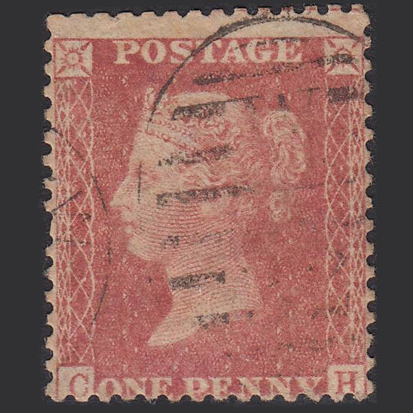 GB QV 1857 1d Pale Rose (Plate 48) SG39-C10(3) CH GU London D&S Cancel