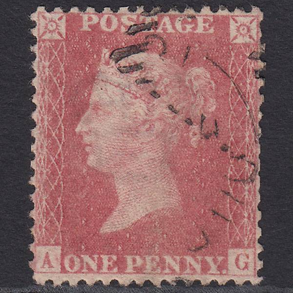 GB QV 1857 1d Plate R17 SG39-C10(3) AG GU Missing Imprimatur Light Cancel