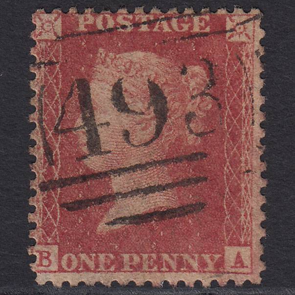 GB QV 1857 1d Rose-red (Plate 60) SG40-C10(1) BA GU Maidstone 493