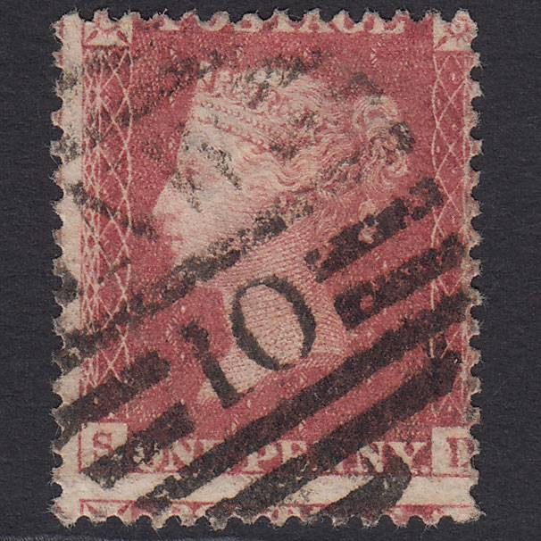 GB QV 1857 1d (Plate 56) SG40-C10(1) SD FU London D&S NW10 Large Misperf