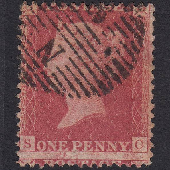 GB QV 1857 1d (Plate 49) SG40-C10(1) SC GU London D&S Cancel Large Misperf
