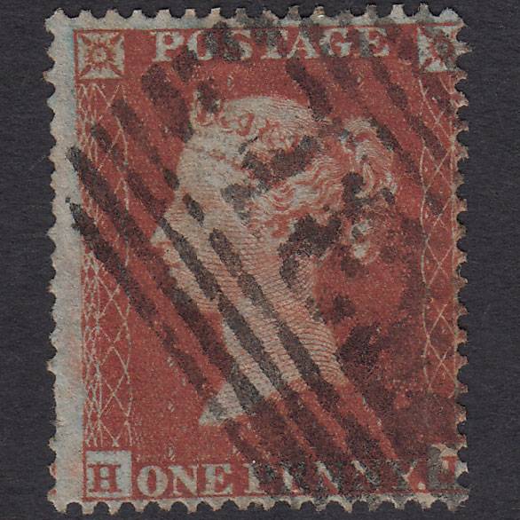 GB QV 1854 1d Red-brown (Plate 195) SG17-C1(1) HJ GU Edinburgh 131