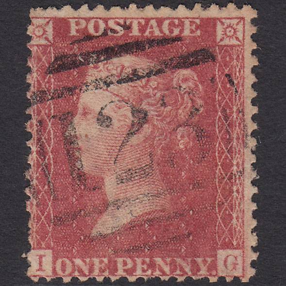 GB QV 1857 1d Rose-red (Plate 47) SG40-C10(1) IG FU Bridgwater 123
