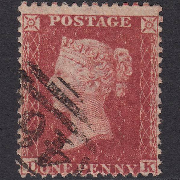 GB QV 1857 1d Deep Rose-red (Plate 55) SG41-C10(4) DK FU Misperf