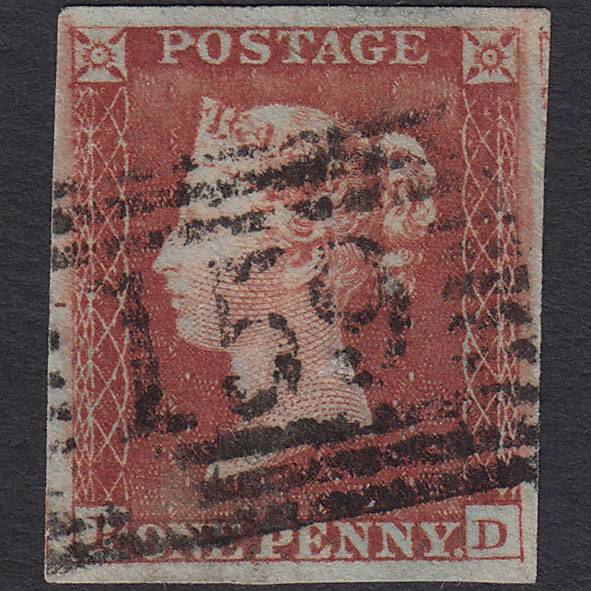 GB QV 1841 1d (Plate 158) SG8-B2(1) RD PU 4 Good Margins Glasgow 159 Pinhole