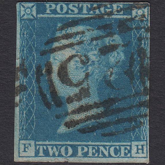 GB QV 1841 2d Blue (Plate 3) SG14-E1(2) FH GU 4 Margins