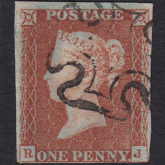 GB QV 1841 1d Red-brown (Plate 20) SG8-B1(1) RJ GU nr 4 Margins MX