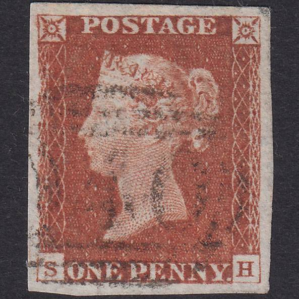 GB QV 1841 1d Red-Brown Plate 63 SG8-B1(1) SH FU 4 Good Margins