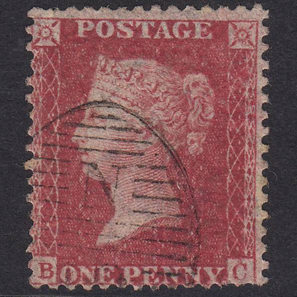 GB QV 1857 1d Rose-Red Plate 62 SG40-C10(1) BC GU London D&S Cancel