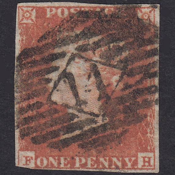 GB QV 1841 1d Red-Brown Plate 87 SG8-B1(1) FH GU London IS 14