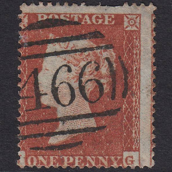 GB QV 1854 1d Red-Brown Plate 185 SG17-C1(1) JG GU Liverpool 466 Spoon