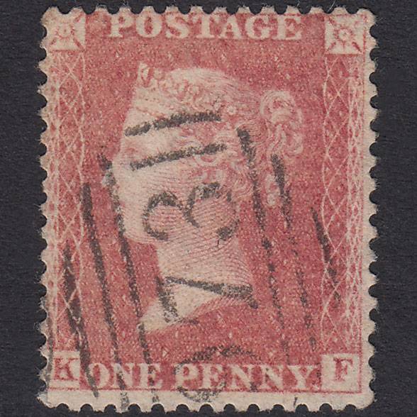 GB QV 1857 1d Pale Rose Plate 60 SG39-C10(3) KF FU Rhyl 973