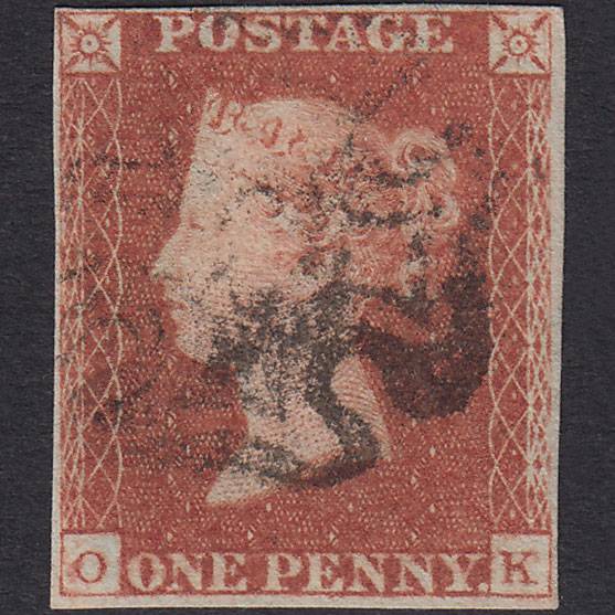 GB QV 1841 1d Red-Brown Plate 25 SG8-B1(1) Guideline OK FU 4M MX