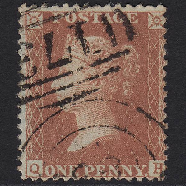 GB QV 1856 1d Red-brown (Plate 40) SG29-C8(1) QH FU Chatham 173