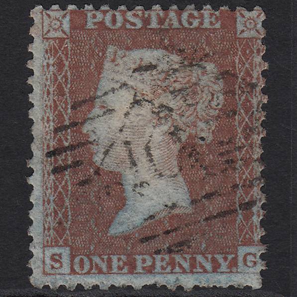 GB QV 1855 1d Red-brown (Plate 14) SG24-C3(1) SG GU London IS 10