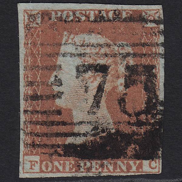 GB QV 1841 1d Red-brown (Plate 87) SG8-B1(1) FC FU Carrbridge 75 4M Imperf
