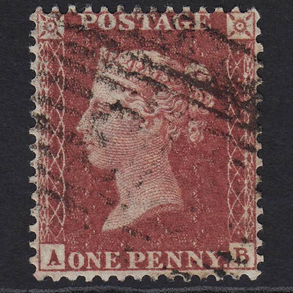 GB QV 1857 1d Rose-red SG40-C10(1) AB FU in Scotland