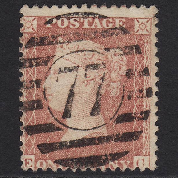 GB QV 1857 1d Pale Rose (Plate 55) SG39-C10(3) EC FU London D&S 77