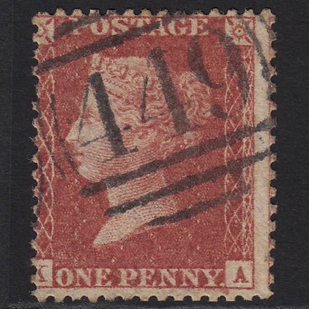GB QV 1857 1d Rose-red (Plate 47) SG40-C10(1) KA GU Leicester 449 Misperf