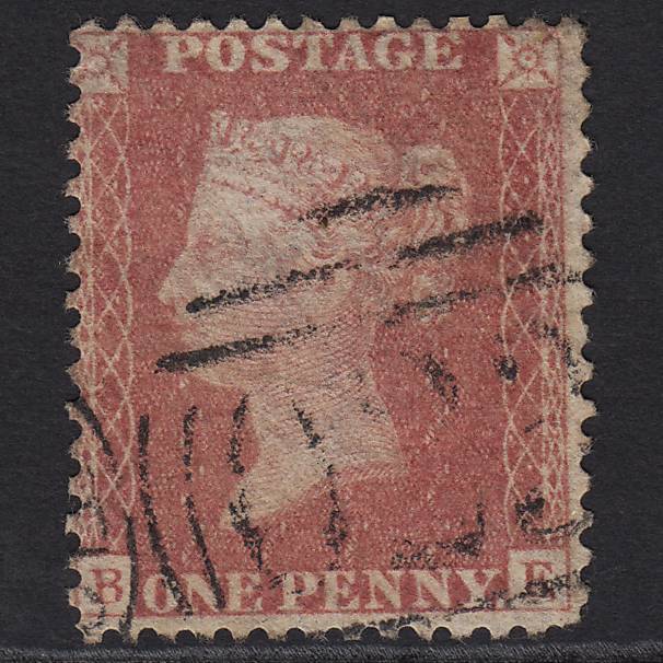 GB QV 1857 1d Pale Rose (Plate 34) SG39-C10(3) BE GU Farnboro' Station 023