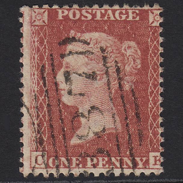 GB QV 1857 1d Rose-red (Plate 59) SG40-C10(1) CK FU Huddersfield 387 Misperf