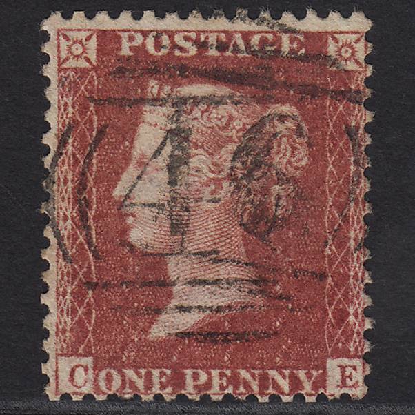GB QV 1857 1d Rose-red (Plate 43) SG40-C10(1) CE GU Banbury 46