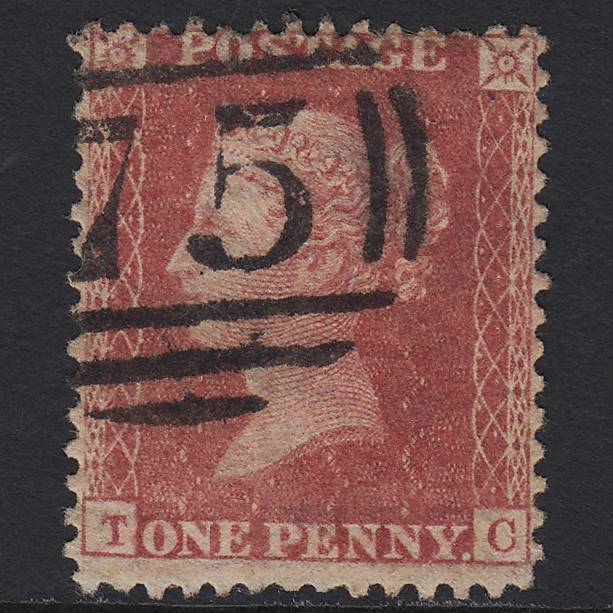 GB QV 1857 1d Rose-red (Plate 60) SG40-C10(1) TC GU Birmingham 75