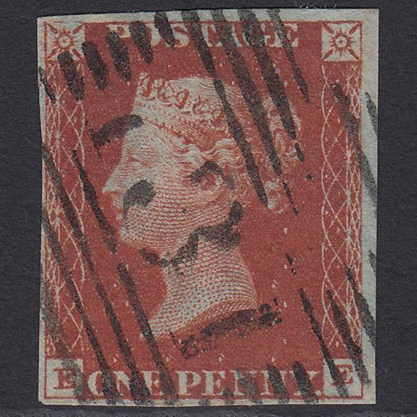 GB QV 1841 1d Deep Red-brown (Plate 53) SG10-B1(4) EE FU 4M Edinburgh 131
