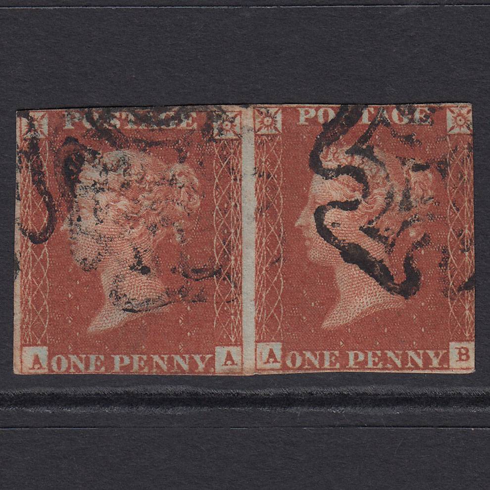 GB QV 1841 1d (Plate 36) SG8-B1(1) AA-AB GU Pair Missing Imprimaturs MX