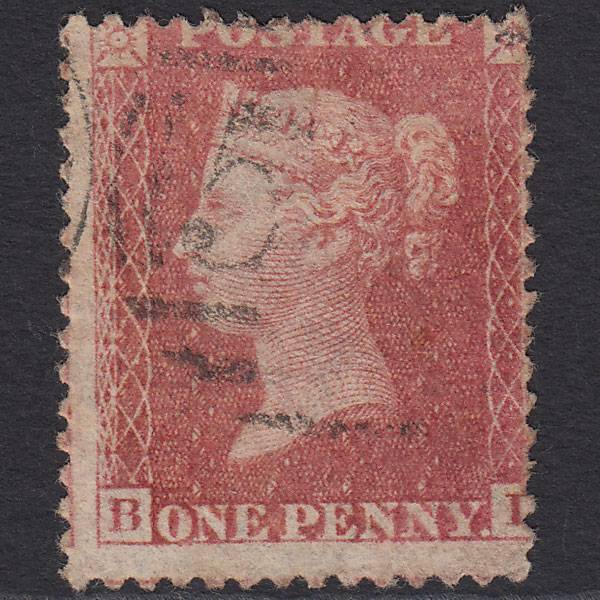 GB QV 1863 1d Rose-red (Plate 50) SG42-C12(1) BL GU Light Cancel Misperf