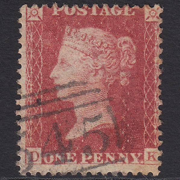 GB QV 1857 1d Rose-red (Plate 67) SG40-C10(1) DK GU Newcastle 545