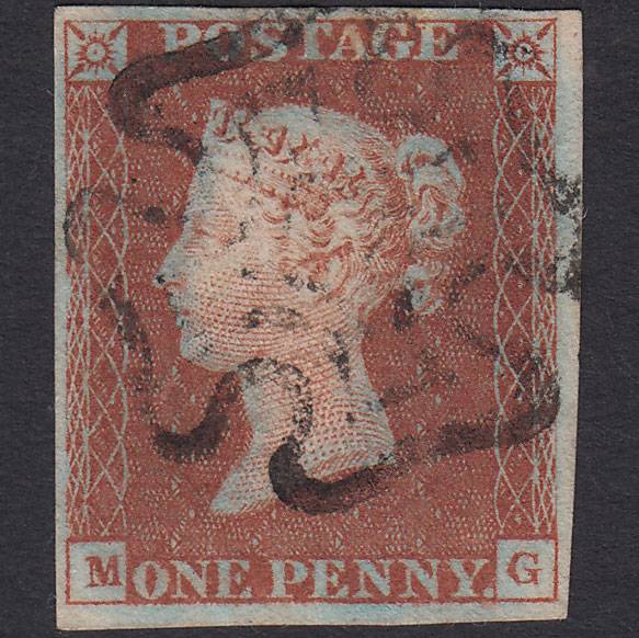 GB QV 1841 1d Red-brown (Plate 29) SG8-B1(1) MG GU 4 Margins Maltese Cross