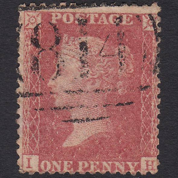 GB QV 1857 1d Pale Rose (Plate 55) SG39-C10(3) IH FU Truro 814