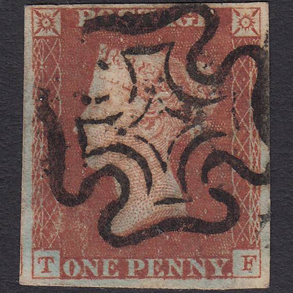 GB QV 1841 1d Red-brown (Plate 19) SG8-B1(1) TF GU 4 Margins Maltese Cross