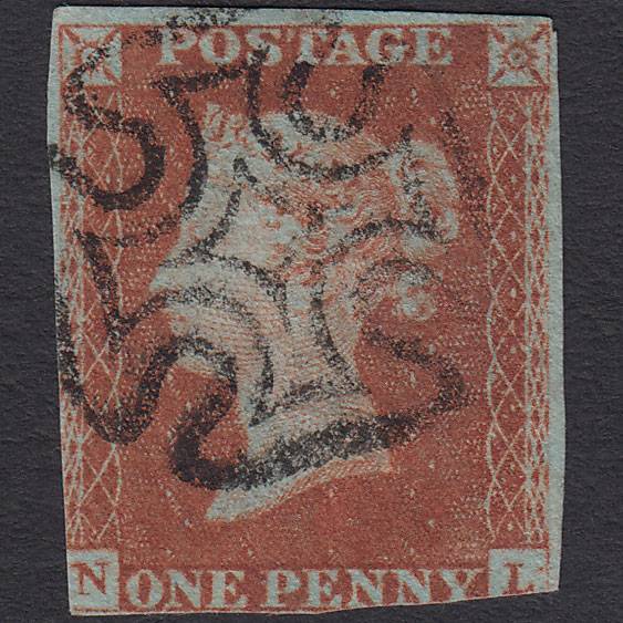 GB QV 1841 1d Red-brown (Plate 25) SG8-B1(1) Constant Variety NL GU MX