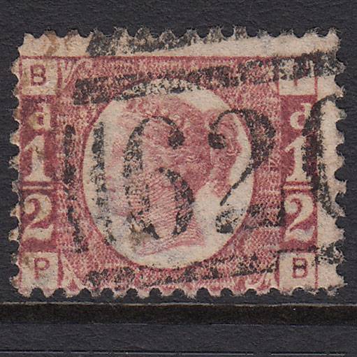 GB QV 1870 1/2d Rose-red (Plate 4) SG48-G4 PB GU Plymouth 620