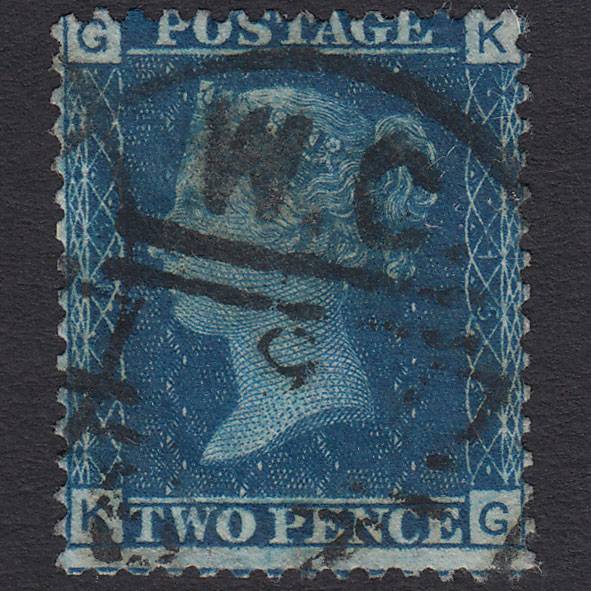 GB QV 1869 2d Blue (Plate 15) SG46-G3 KG FU Npb Cancel Misperf