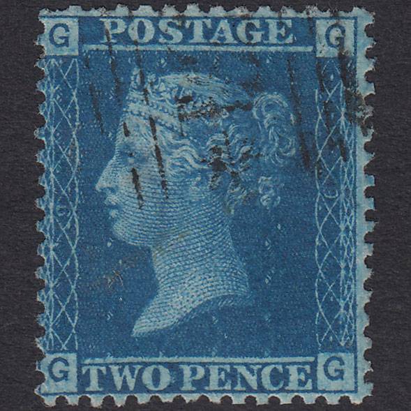 GB QV 1858 2d Blue (Plate 9) SG45-G2 GG GU Light Cancel