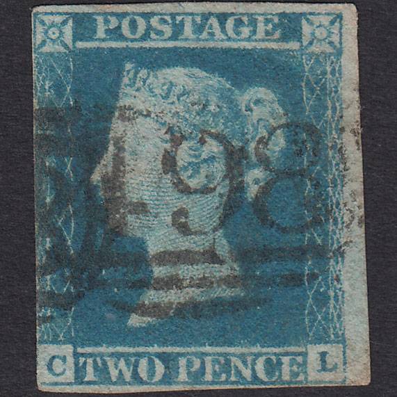 GB QV 1841 2d Pale Blue (Plate 3) SG13-E1(1) CL GU nr 4M Manchester 498
