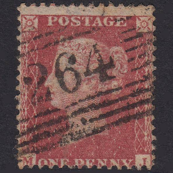 GB QV 1857 1d Rose-Red Plate 27 SG40-C10(1) MJ GU Nairn 264