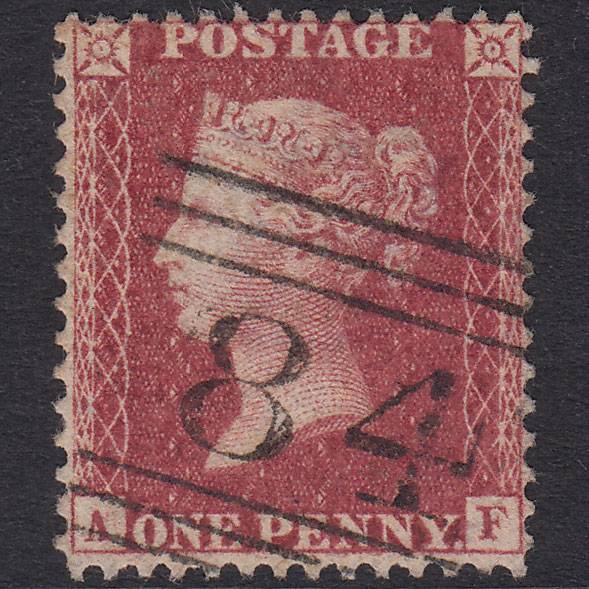 GB QV 1857 1d Plate 43 SG40-C10(1) AF VFU Missing Imprimatur Crieff 84